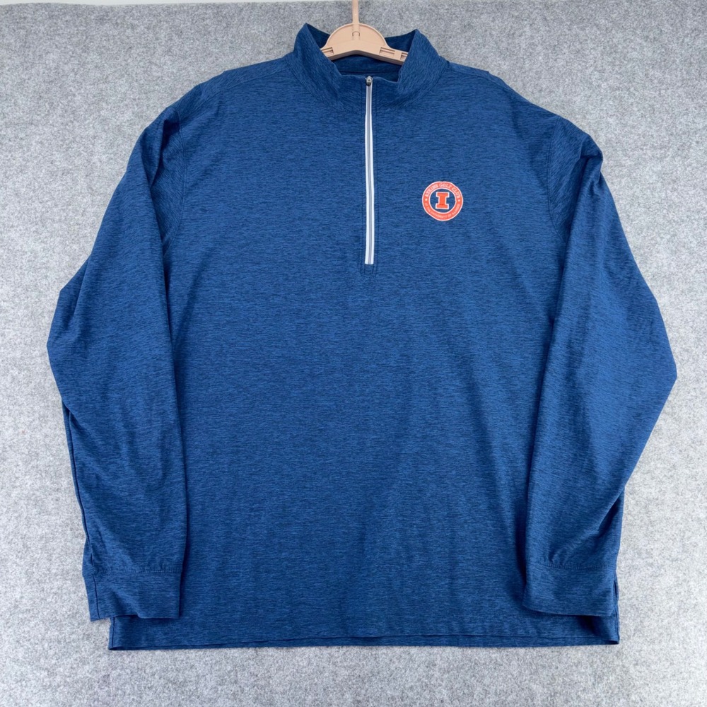 Straight Down Mens XXL Blue Quarter Zip Atkins Golf Club Illinois Pullover